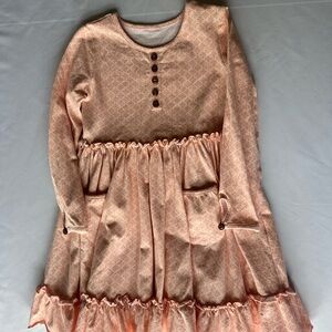 Girls' Peach Long Sleeve Casual Dress